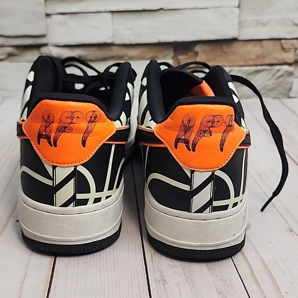 White Black and Orange Nike Air Force 1 - Picture 7 of 7